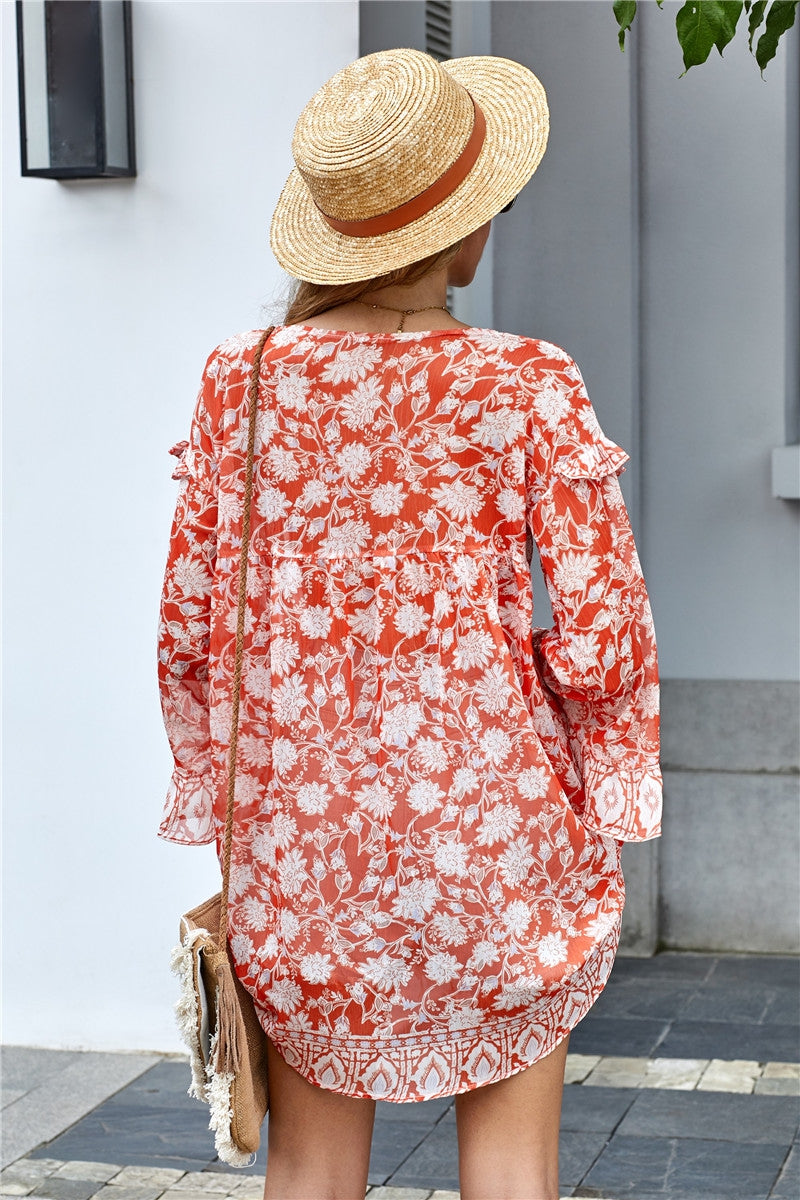 Orange Smocked Blouse