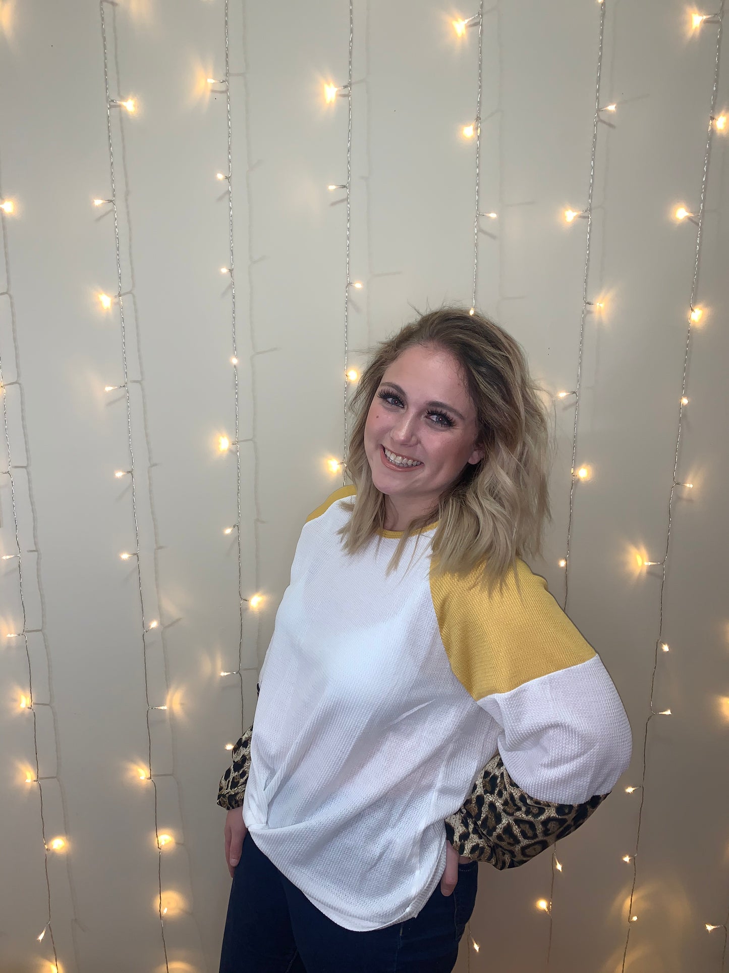 Cheetah Knot Tie Top In Yellow