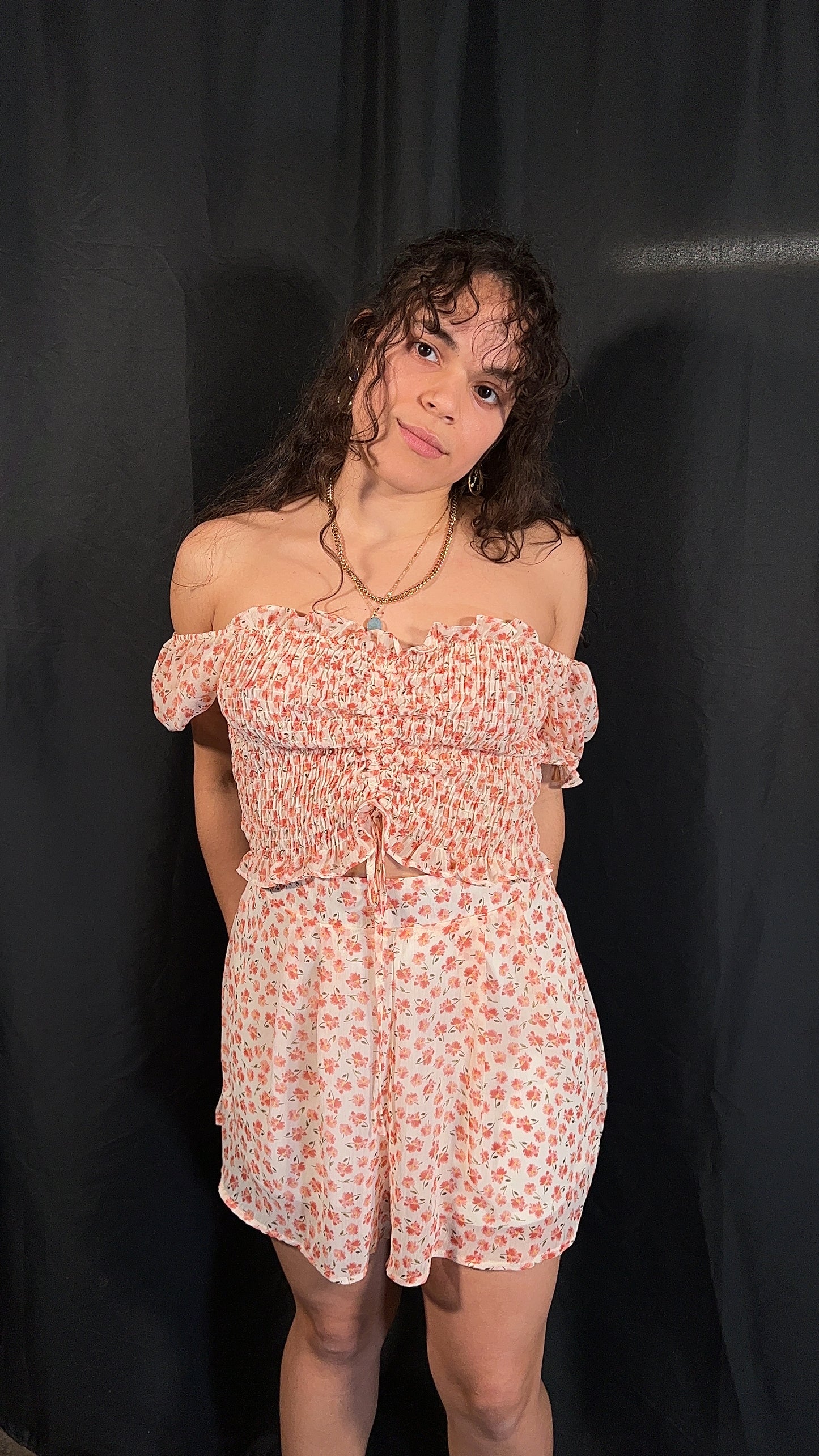 Orange floral romper