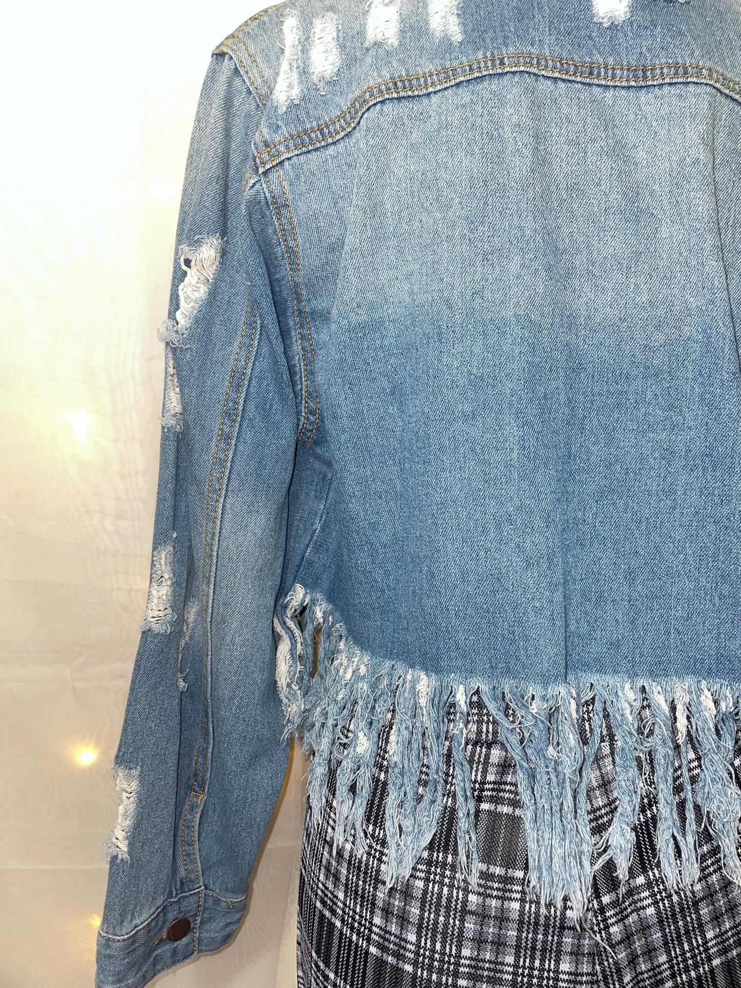 Fringed denim jean jacket