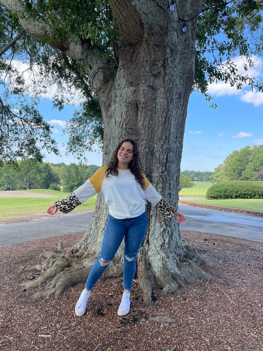 Cheetah Knot Tie Top In Yellow